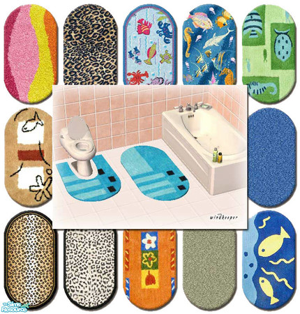 Sims 2 — Real Rugs - Oval by Windkeeper — Set includes new oval shaped rug mesh and several recolors matching "Real