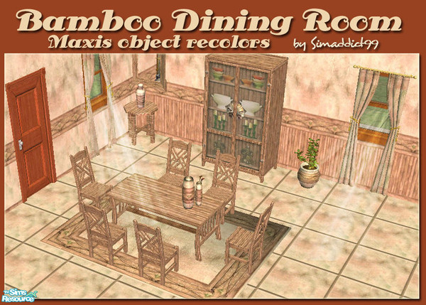 Sims 2 — Bamboo Diningroom by TSR Archive — My first recolor :) This rustic dinningroom suite is a great addition to your
