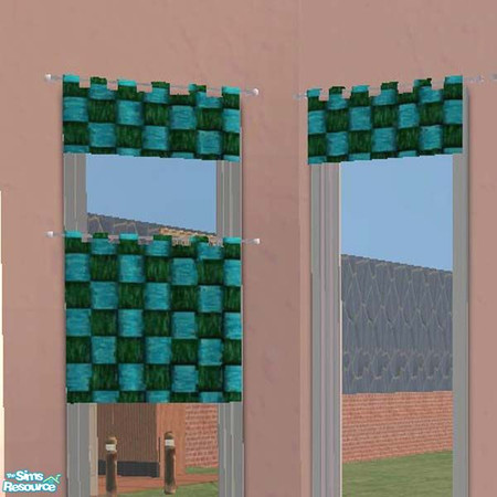 Sims 2 — Blue green woven curtains and valance by buntah — This is part of my Versatile Valances set. It will show as a