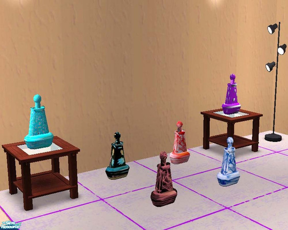 Sims 2 — Bottle Vases by buntah — This set includes the original mesh for this object (it's the red marble one), along