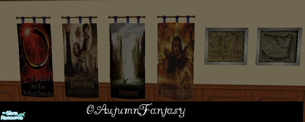 Sims 2 — LOTR Collector's Set by AutumnFantasy — Get all the tapestry and maps to decorate your home! Goes great with the