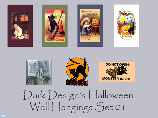 Sims 2 — Dark Design's Halloween Wall Hangings by Dark_Design — Set of Wall Hangings all ready for Halloween! 