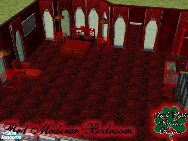 Sims 2 — Red Modern Bedroom by Irish Pride — The Red Modern Bedroom is created using only the finest in woods, metals and
