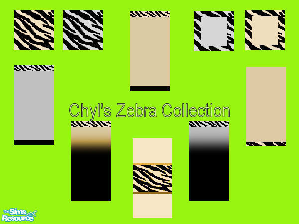 Sims 2 — Zebra Collection by chyl — Collection of walls and floors in a zebra design. Also contains 2 mats, each in 2