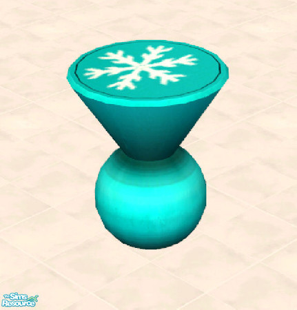 Sims 2 — Snowflake Side Table by oldmember_silkenbutterfly — The Here and There Thing, painted icy blue with a lone