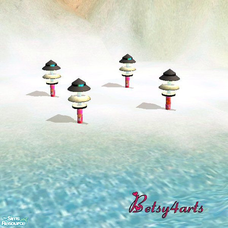Sims 2 — Flamingo Groundlight by Betsy4arts — This small groundlight is fuschia,turquoise and black.Betsy's creations