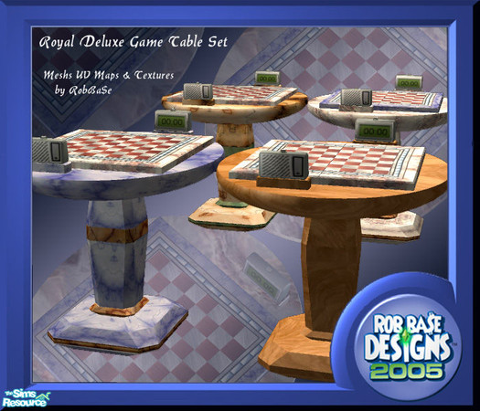 Sims 2 — Royal Deluxe Game Table Set by robbase — 4 color variations based on my new game table mesh. Modeled in