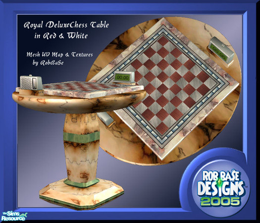 Sims 2 — Royal Deluxe Game Table (Red & White) by robbase — A new game table by RobBa$e Designs. red & white