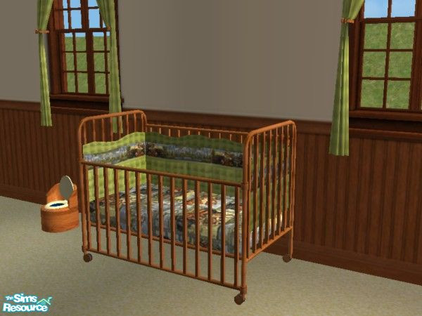 Sims 2 — Fishing Bear Crib Frame by toriamos — Med. brown Wood frame for the Fishing Bear Nursery Set.