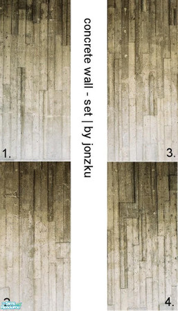 Sims 2 — Concrete Wall Set by jonzku — This set contains 4 concrete walls. Use these walls together (next to each other)