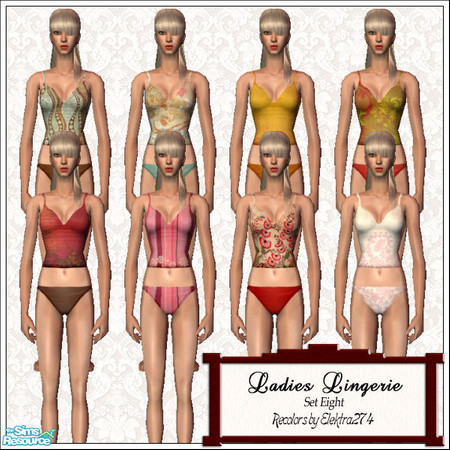 Sims 2 — Ladies Lingerie - Set 8 by elektra274 — A collection of 8 intimates for your sim ladies.