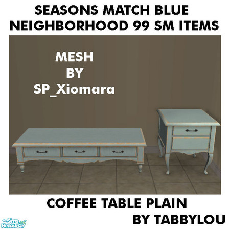 Sims 2 — TL - SM N99 SM Items CoffeeTable Blue All Wd by TabbyLou — SP_Xiomara\'s Coffee Table All Wood Blue for Recolor