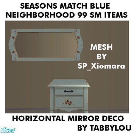 Sims 2 — TL - SM N99 SM Items Mirror-H Blue Flowers by TabbyLou — SP_Xiomara\'s Horizontal Mirror Blue with Flowers for