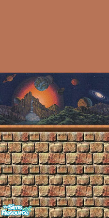 Sims 2 — Solar System 1 by Lorah — Dusty orange, solar system border and golden rusty brick. Matches Solar System wall.