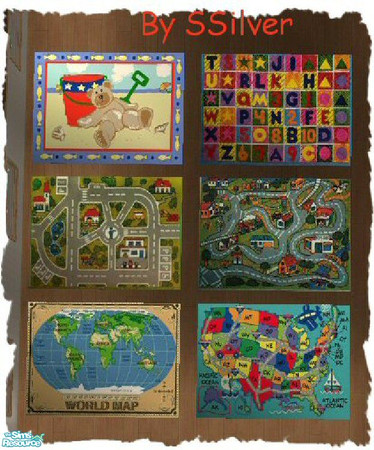Sims 2 — Little Simmies' Rug Set by SSilver — Little Sims need rugs, too! :) Here are 6 "kid inspired" rugs to