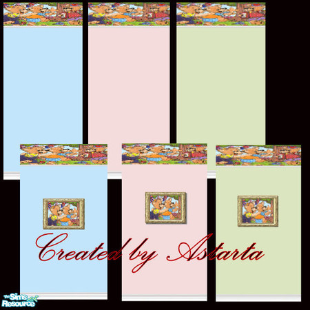 Sims 2 — Teddy wall set by Astarta — Cute teddy wall set for the nursery. Made by astarta