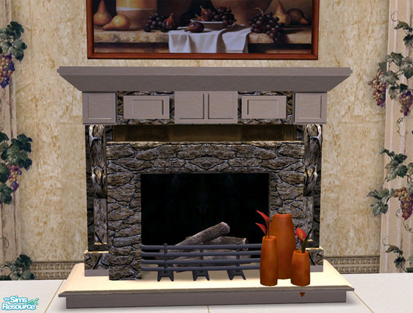 Sims 2 — Stone and Marble Fireplace Mantle by dancingaphrodite — Natural Stone with marble accents.