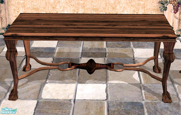 Sims 2 — Solid Wood Table by dancingaphrodite — Made with the richest, darkest wood.