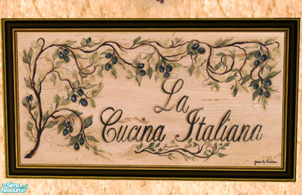 Sims 2 — Vineyard Framed Still Life by dancingaphrodite — "The Italian Kitchen" says it all.