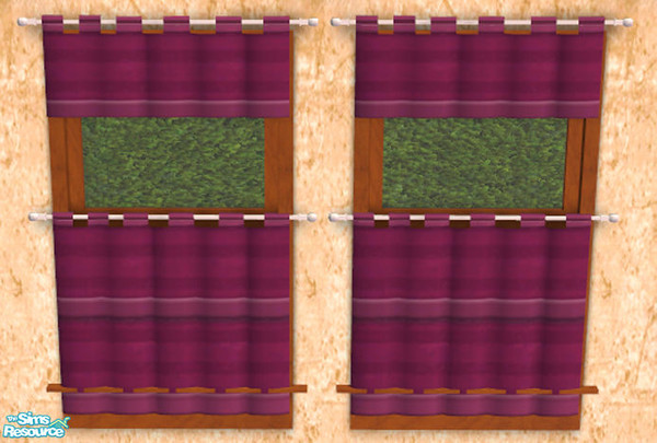 Sims 2 — Grape Window Treatment by dancingaphrodite — Grape curtains with subtle stripe.