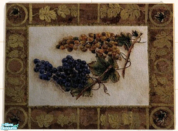 Sims 2 — Deep Pile Area Rug by dancingaphrodite — The 3x4 Fruit and the Vine area rug. A treat for the toes and the eyes.