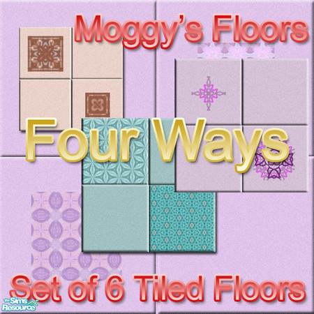 Sims 2 — Four Ways Set of 6 Tiles by KittenKiss — A simple set of 6 for you to see here with snazzy patterns on stone!