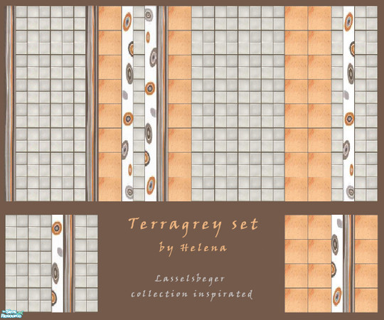 Sims 2 — Terragrey set by Helena — Modern tiled floors and walls for modern sims.