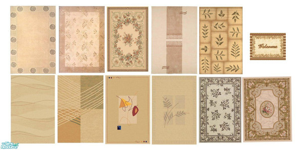 Sims 2 — Beigerugs by Trollsan — This is a Beige rug set. You need to download Echo's 3x4 rug at MTS2 for this recolors