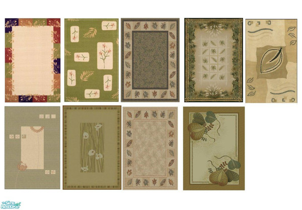 Sims 2 — Green rugs by Trollsan — This is a set of green rugs. You need to download Echo's 3x4 rug at MTS2 for this