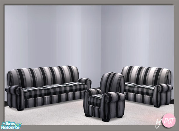 Sims 2 — BlackNWhite Sofa Loveseat Chair by DOT — BlackNWhite Sofa Loveseat and Chair, which is part of matching wall and