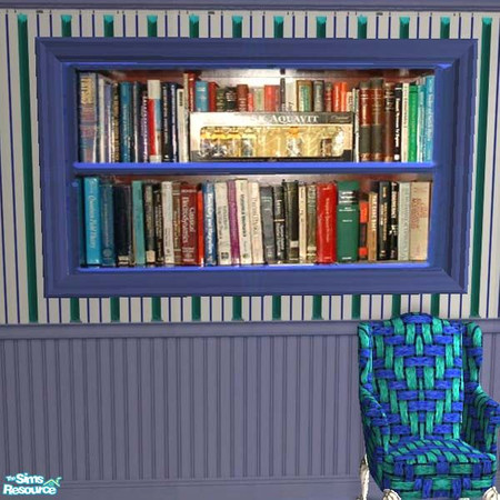 Sims 2 — Blue wall bookcase by buntah — This is actually a recolored painting... decoration only. It's part of my