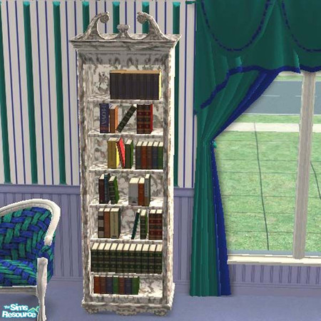 Sims 2 — Silver/white bookcase by buntah — This is part of my Tranquil Library set.