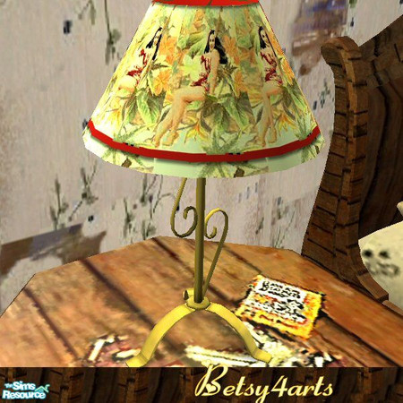 Sims 2 — Pete's Lamp by Betsy4arts — This lamp has a bathing beauty in a jungle of tropical palms.Betsy's creations 