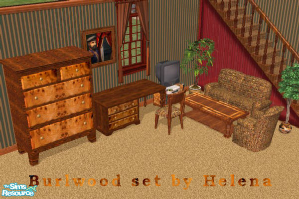 Sims 2 — Burlwood living room set by Helena — A few solid items for living room, parts of any of them are made from