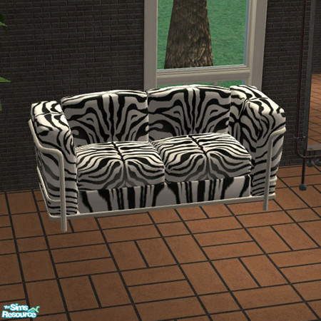 Sims 2 — Modern Zebra Sofa by Tiara — I HAD to have one of those! there's a reptile version of this sofa in the game