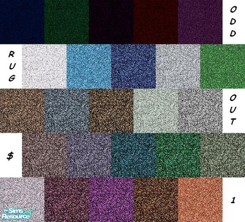 Sims 2 — Odd Rug Out - Carpet by Lorah — These 25 plush carpets are of odd colors, aqua, mauve, rusty orange, olive, etc.