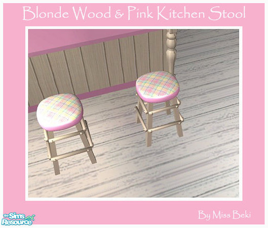 Sims 2 — Pink & White Kitchen Stool by miss_beki — Pink & Pastels Tartan Kitchen Stool. Part of the Soft Pink and