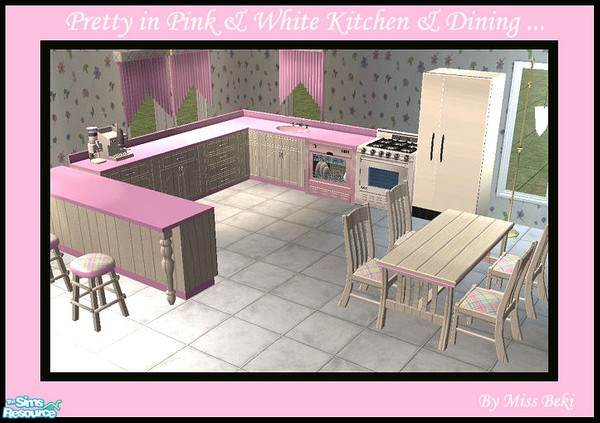 Sims 2 — Pink & Pale Timber Kitchen Setting by miss_beki — Soft Pink and Pale Timber Kitchen Setting. By Miss Beki.