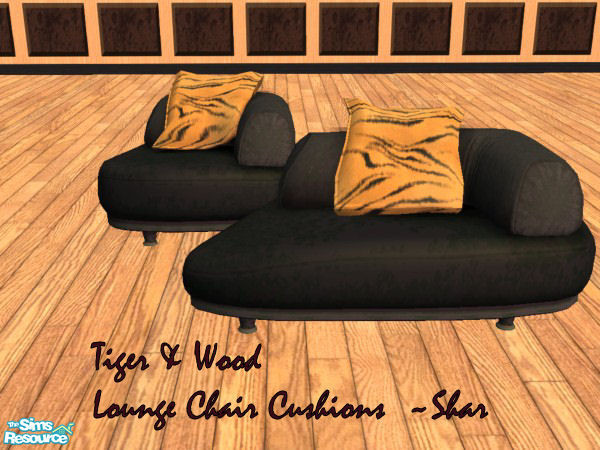 Sims 2 — Tiger and Wood Chair Pillows by Big Bad Shar — Tiger print chair pillows