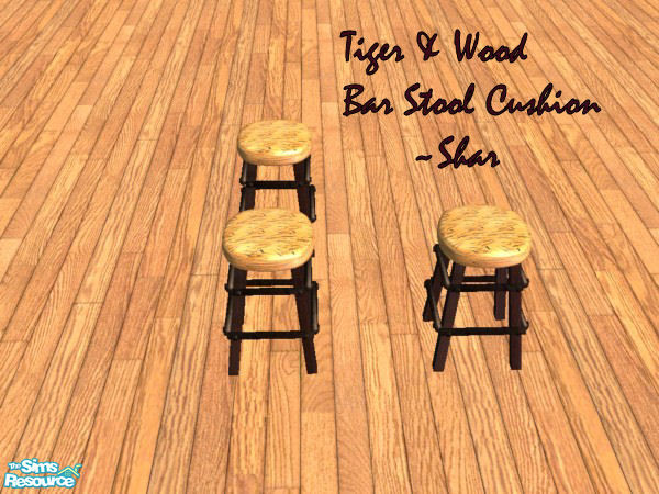 Sims 2 — Tiger and Wood Bar Seats by Big Bad Shar — Tiger print bar seat cushions