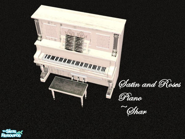 Sims 2 — Satin and Roses Piano by Big Bad Shar — White piano