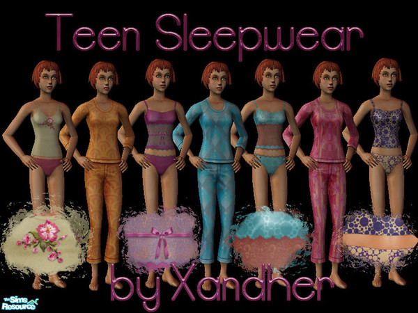 Sims 2 — Teenage Sleepwear Collection by TSR Archive — 7 different pajamas for you teenage Sim girls, in an array of