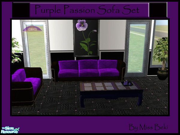 Sims 2 — Purple Passion Sofa Set by miss_beki — Purple Passion Sofa Set. Sofa and Floral Print. By Miss Beki. Hope you