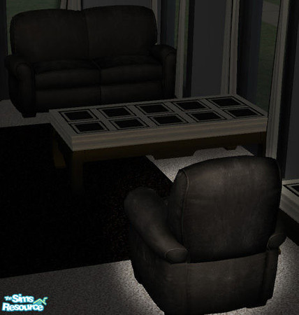 Sims 2 — Monotone Armchair by LadyFirelyght — A black armchair, part of the Monotone Living Room.
