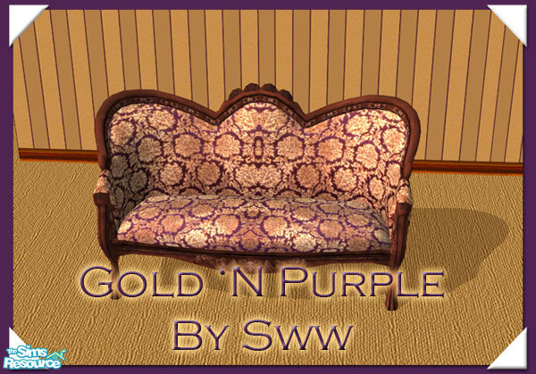 Sims 2 — Gold 'N Purple loveseat by sww — set made by sww. hope you like it :) walls and floors made by girl-from-mars.