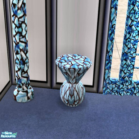 Sims 2 — Blue Stained Glass End Table by Phadrae — This is the end table for my Blue Stained Glass Set-please rate if you