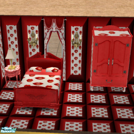 Sims 2 — Kiss Me Bedroom Set by Phadrae — Here's a little something for Valentine's Day--a bedroom set featuring kissing