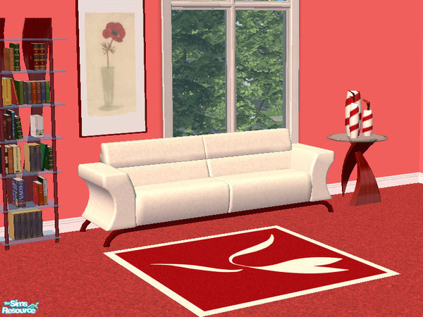 Sims 2 — White and Red sofa - just white by TSR Archive — White and Red sofa - just white