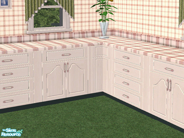 Sims 2 — Country Plaid counter finish by TSR Archive — Country Plaid counter white wood finish