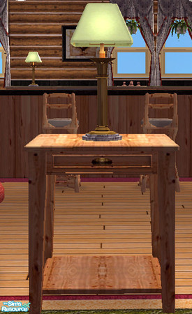 Sims 2 — Natural Knotty Pine End Table by dancingaphrodite — Part of the Log Cabin Collection. Handcrafted from natural
